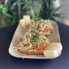 Toast wit egg, avocado, tomato, coriander and sprouts